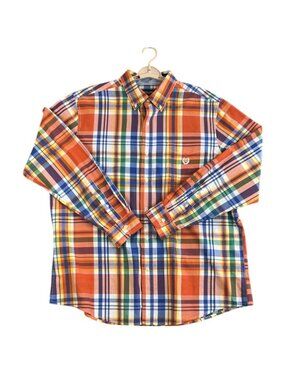Chaps Mens XL Shirt Multicolor Classic Plaid Oxford Long Sleeve Easy Care Casual